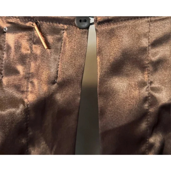 Misa Los Angeles Sophia Jumpsuit Metallic Bronze Pleated Wide Leg V-Neck Holiday - Picture 3 of 6